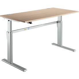 Schreibtisch Standard, elektrisch höhenverstellbar, Rechteck, C-Fuß, B 1600 x T 800 x H 725-1185 mm, Eiche/weißaluminium RAL 9006