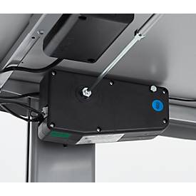 Schreibtisch Standard, elektrisch höhenverstellbar, Rechteck, C-Fuß, B 1600 x T 800 x H 725-1185 mm, lichtgrau/weißaluminium RAL 9006