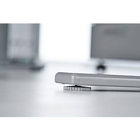 Schreibtisch Standard, elektrisch höhenverstellbar, Rechteck, C-Fuß, B 1600 x T 800 x H 725-1185 mm, lichtgrau/weißaluminium RAL 9006