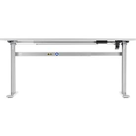 Schreibtisch Standard, elektrisch höhenverstellbar, Rechteck, C-Fuß, B 1600 x T 800 x H 725-1185 mm, lichtgrau/weißaluminium RAL 9006