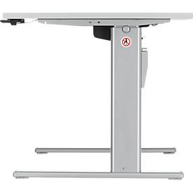 Schreibtisch Standard, elektrisch höhenverstellbar, Rechteck, C-Fuß, B 1600 x T 800 x H 725-1185 mm, lichtgrau/weißaluminium RAL 9006