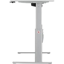 Schreibtisch Standard, elektrisch höhenverstellbar, Rechteck, C-Fuß, B 1600 x T 800 x H 725-1185 mm, lichtgrau/weißaluminium RAL 9006