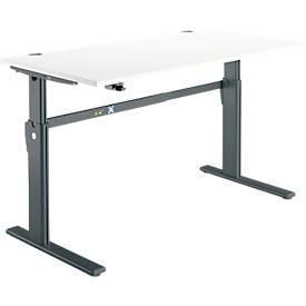Schreibtisch Standard, elektrisch höhenverstellbar, Rechteck, C-Fuß, B 1600 x T 800 x H 725-1185 mm, weiß/anthrazit