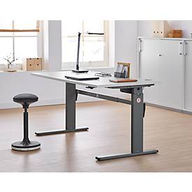 Schreibtisch Standard, elektrisch höhenverstellbar, Rechteck, C-Fuß, B 1600 x T 800 x H 725-1185 mm, weiß/anthrazit