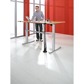 Schreibtisch Standard, elektrisch höhenverstellbar, Rechteck, C-Fuß, B 1800 x T 800 x H 725-1185 mm, Buche/weißaluminium RAL 9006