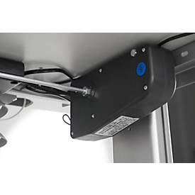 Schreibtisch Standard, elektrisch höhenverstellbar, Rechteck, C-Fuß, B 1800 x T 800 x H 725-1185 mm, Eiche/weißaluminium RAL 9006