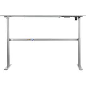 Schreibtisch Standard, elektrisch höhenverstellbar, Rechteck, C-Fuß, B 1800 x T 800 x H 725-1185 mm, lichtgrau/weißaluminium RAL 9006