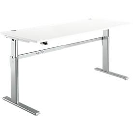 Schreibtisch Standard, elektrisch höhenverstellbar, Rechteck, C-Fuß, B 1800 x T 800 x H 725-1185 mm, weiß/weißaluminium RAL 9006