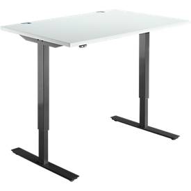 Schreibtisch Start Off, elektrisch höhenverstellbar, Rechteck, T-Fuß, B 1200 x T 800 x H 755-1255 mm, lichtgrau/schwarz