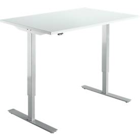 Schreibtisch Start Off, elektrisch höhenverstellbar, Rechteck, T-Fuß, B 1200 x T 800 x H 755-1255 mm, lichtgrau/weißalu 