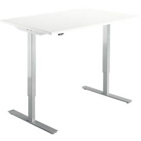 Schreibtisch Start Off, elektrisch höhenverstellbar, Rechteck, T-Fuß, B 1200 x T 800 x H 755-1255 mm, weiß/weißalu