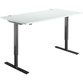 Schreibtisch Start Off, elektrisch höhenverstellbar, Rechteck, T-Fuß, B 1600 x T 800 x H 755-1255 mm, lichtgrau/schwarz