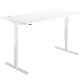 Schreibtisch Start Off, elektrisch höhenverstellbar, Rechteck, T-Fuß, B 1600 x T 800 x H 755-1255 mm, weiß
