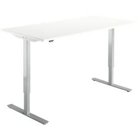 Schreibtisch Start Off, elektrisch höhenverstellbar, Rechteck, T-Fuß, B 1600 x T 800 x H 755-1255 mm, weiß/weißalu
