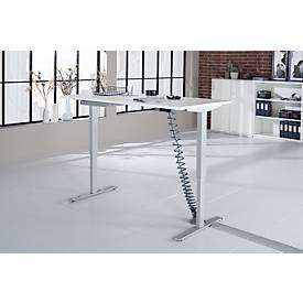 Schreibtisch Start Off, elektrisch höhenverstellbar, Rechteck, T-Fuß, B 1600 x T 800 x H 755-1255 mm, weiß/weißaluminium + Zubehörschublade