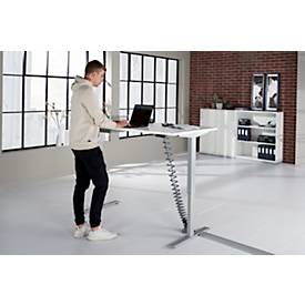 Schreibtisch Start Off, elektrisch höhenverstellbar, Rechteck, T-Fuß, B 1600 x T 800 x H 755-1255 mm, weiß/weißaluminium + Zubehörschublade