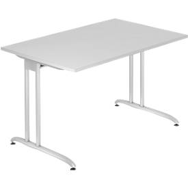 Schreibtisch TARA, C-Fuß, Rechteck, B 1200 x T 800 x H 720 mm, lichtgrau