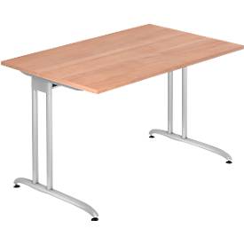 Schreibtisch TARA, C-Fuß, Rechteck, B 1200 x T 800 x H 720 mm, Nussbaum-Dekor
