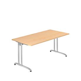 Schreibtisch TARA, C-Fuß, Rechteck, B 1600 x T 800 x H 720 mm, Ahorn-Dekor