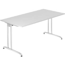 Schreibtisch TARA, C-Fuß, Rechteck, B 1600 x T 800 x H 720 mm, lichtgrau