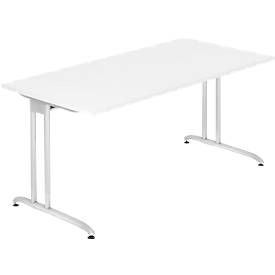 Schreibtisch TARA, C-Fuß, Rechteck, B 1600 x T 800 x H 720 mm, weiß