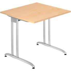 Schreibtisch TARA, C-Fuß, Rechteck, B 800 x T 800 x H 720 mm, Ahorn-Dekor