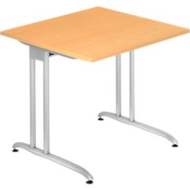 Schreibtisch TARA, C-Fuß, Rechteck, B 800 x T 800 x H 720 mm, Buche-Dekor