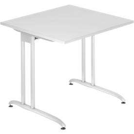 Schreibtisch TARA, C-Fuß, Rechteck, B 800 x T 800 x H 720 mm, lichtgrau
