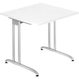 Schreibtisch TARA, C-Fuß, Rechteck, B 800 x T 800 x H 720 mm, weiß
