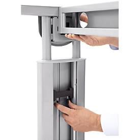 Schreibtisch TARVIS, C-Fuß, Rechteck, B 800 mm, Gestell silber, höhenverstellbar, lichtgrau