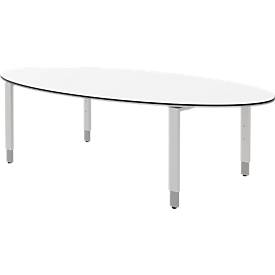 Schreibtisch TEQSTYLE, 4-Fuß, oval, B 2200 x T 1100  x H 720 mm, weiß/weiß