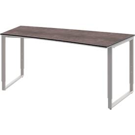 Schreibtisch TEQSTYLE, Freiform, Kufengestell, B 2000 x T 1000/800 x H 680-820 mm, diverse Dekore