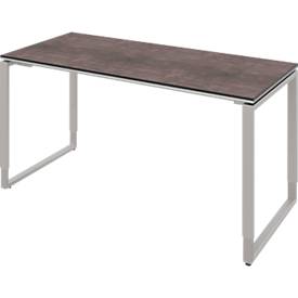 Schreibtisch TEQSTYLE, Rechteck, B 1600/1800 x T 800 x H 680-820 mm, Kufengestell, diverse Dekore