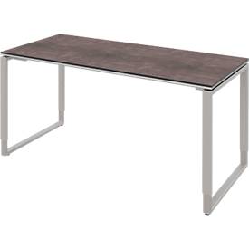 Schreibtisch TEQSTYLE, Rechteck, B 1600/1800 x T 800 x H 680-820 mm, Kufengestell, diverse Dekore