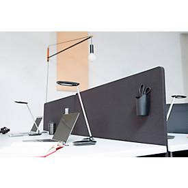 Schreibtisch-Trennwand Luxor, für Plattenstärke bis 40 mm, Klammerbefestigung, B 1600 x T 20 x H 600 mm, ca. 9 kg, recycelte Materialien, schiefergrau