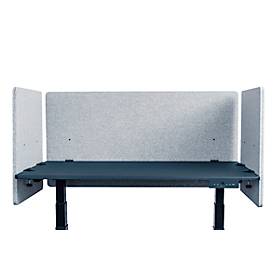 Schreibtisch-Trennwand Luxor, Klammerbefestigung, Schalldämpfung bis 85 %, ca. 3 kg, B 600 x T 20 x H 600 mm, PET & Stahl, hellgrau