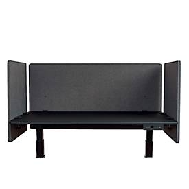 Schreibtisch-Trennwand Luxor, Klammerbefestigung, Schalldämpfung bis 85 %, ca. 3 kg, B 600 x T 20 x H 600 mm, PET & Stahl, schiefergrau