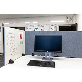 Image of Schreibtisch Trennwand, magnet. Whiteboard & Akustik-Pinboard, Emaille & Filz, B 1600 x H 580 mm, für Doppelschreibtische