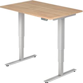 Schreibtisch ULM, elektrisch, höhenverstellbar, B 1200 mm, Nussbaum-Dekor