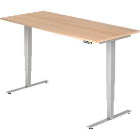 Schreibtisch ULM, elektrisch, höhenverstellbar, B 1800 mm, Eiche-Dekor