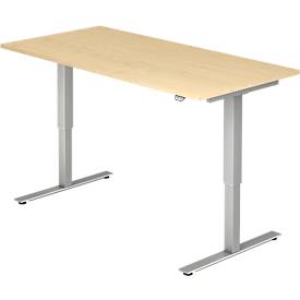 Schreibtisch Ulm, elektrisch höhenverstellbar, T-Fuß, B 1600 mm, Ahorn-Dekor