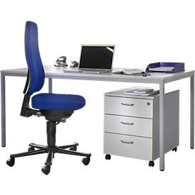 Schreibtisch und Rollcontainer PROPLANA Komplettangebot , lichtgrau/weißalu