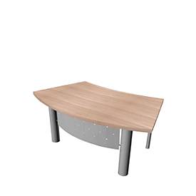 Schreibtisch X-TIME-WORK, 4-Fuß, Bogen, B 1800 x T 900 x H 740 mm, Ulme/Alu