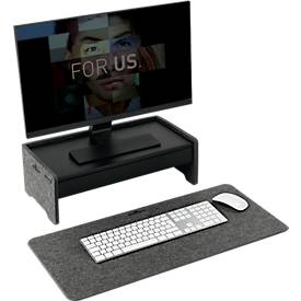 Schreibunterlage Durable Effect, mit Handyhalter, zusammenklappbar, B 700 x H 330 mm, PET-Filz, anthrazit