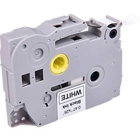 Schriftband kompatibel zu Brother Beschriftungsband TZe-231, selbstklebend, weiß/schwarz, Kunststoff laminiert, L 8 m x B 12 mm