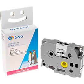 Schriftband kompatibel zu Brother Beschriftungsband TZe-241, selbstklebend, weiß/schwarz, Kunststoff laminiert, L 8 m x B 18 mm