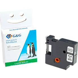 Schriftband kompatibel zu Dymo® Beschriftungsband D1/40913, selbstklebend, weiß/schwarz, Kunststoff, L 7 m x B 9 mm