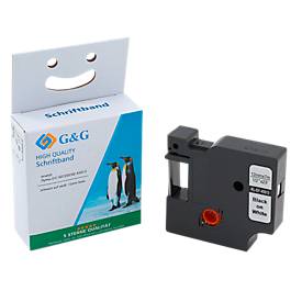 Schriftband kompatibel zu Dymo® Beschriftungsband D1/45013, selbstklebend, weiß/schwarz, Kunststoff, L 7 m x B 12 mm