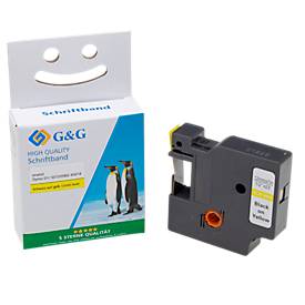 Schriftband kompatibel zu Dymo® Beschriftungsband D1/45018, selbstklebend, gelb/schwarz, Kunststoff, L 7 m x B 12 mm