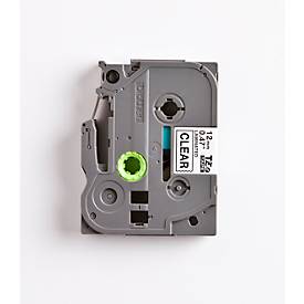 Schriftbandkassette Brother TZe-131, selbstklebend, L 8 m x B 12 mm, farblos/schwarz